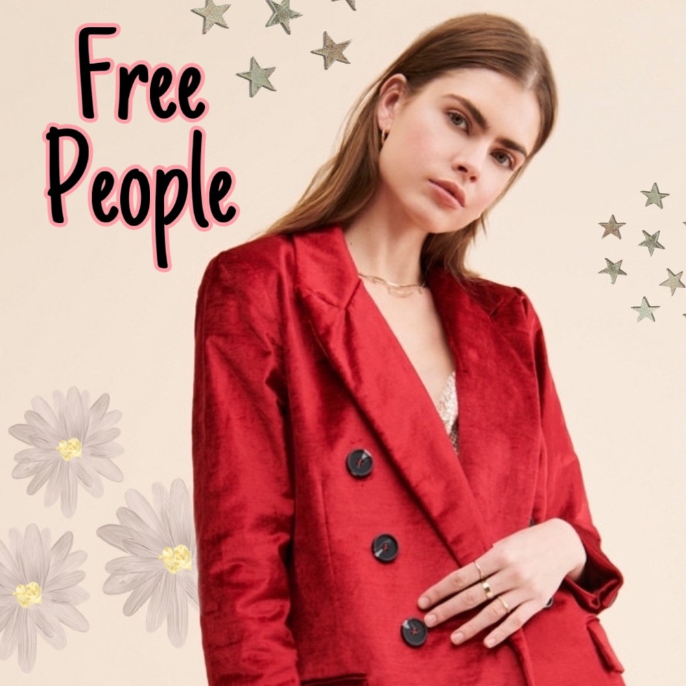 Free People Scarlet Double-Breasted Blazer